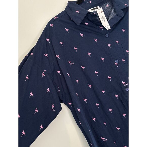 PINK Victoria Secret Flamingo Classic Oversized Shirt XS-Small NEW a46 - Picture 4 of 11